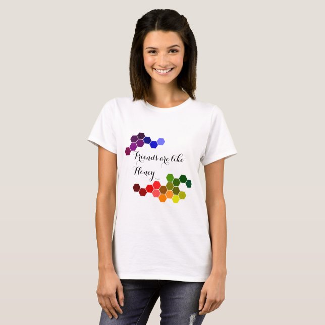 T-shirt Tema De Mel Com Palavras Positivas (Frente Completa)