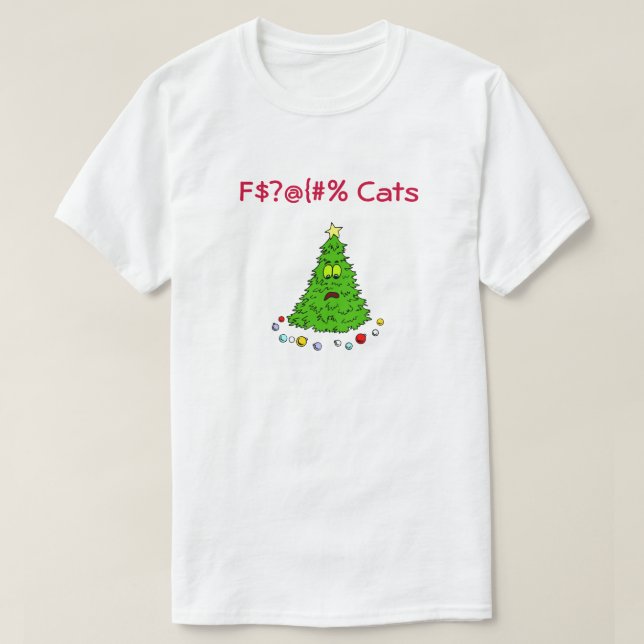T-shirt Tema Gato Engraçado Ideias de Natal Gifas Feline K (Frente do Design)