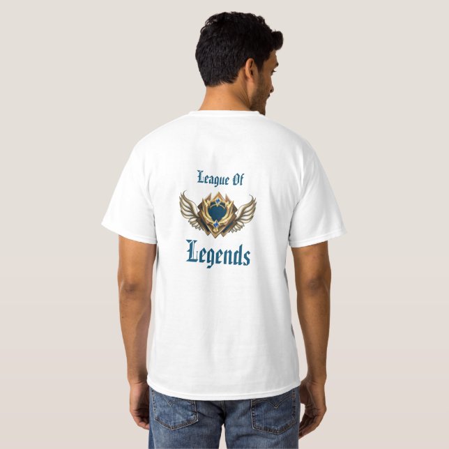 T-shirt temática Liga das Legendas (Parte Traseira Completa)