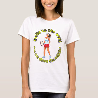 T-shirt temática tênis com trocadilhos engraçados.