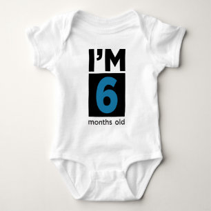 T-shirt Tenho 6 meses de idade azul