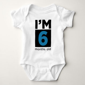 T-shirt Tenho 6 meses de idade azul