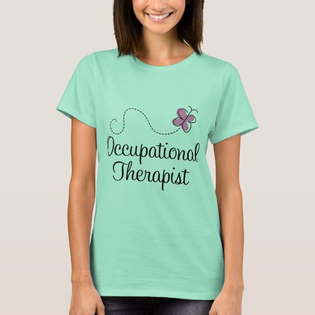 T-shirt Terapêutica Ocupacional com Borboleta Rosa-Rosa-Co (Frente)