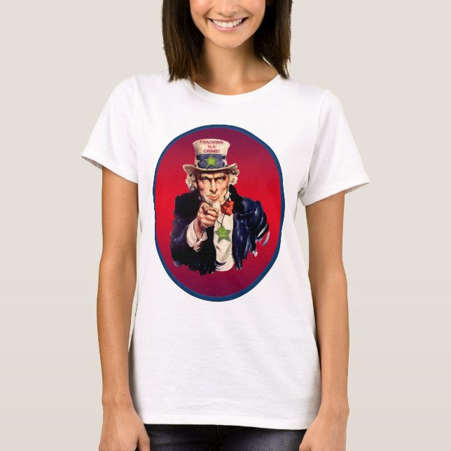 T-shirt Terra do Planeta Ocupado: "Fracking é um Crime" (Frente)