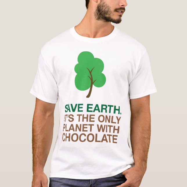 T-shirt Terra, o único planeta com chocolate (Frente)