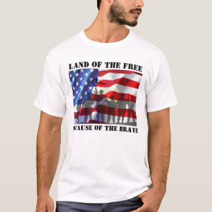T-shirt Terra Patriótica dos Livres por Causa dos Valentes