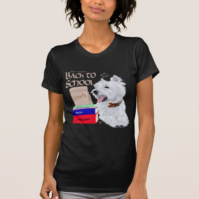T-shirt Terrier Branco do West Highland de Volta à Escola (Frente)