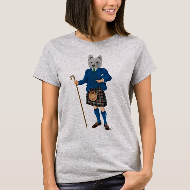 T-shirt Terrier da West Highland em Kilt 2 (Frente)