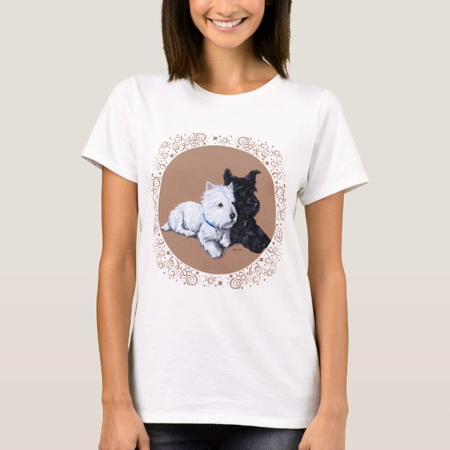 T-shirt Terrier Escocês e Design Westie (Frente)
