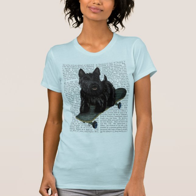 T-shirt Terrier escocês e skateboard (Frente)