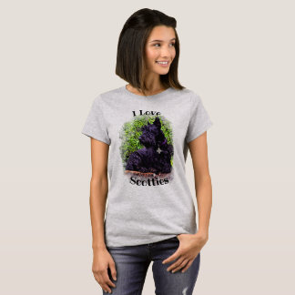 T-shirt Terrier Escocês preto/amarelo, sentado/em pé