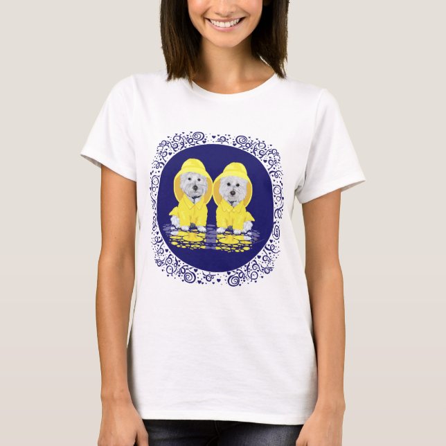 T-shirt Terriers Brancos da Terralta Ocidental Chuva (Frente)