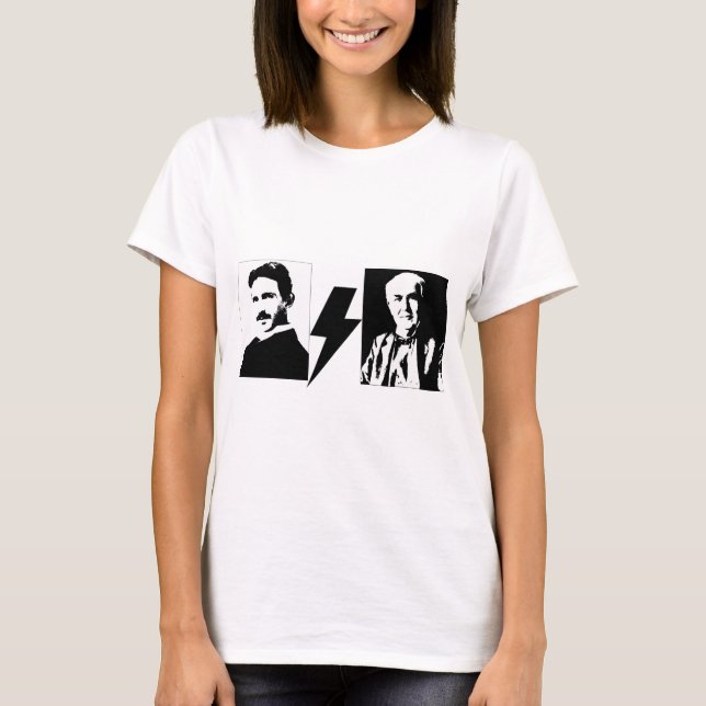 T-shirt Tesla e Edison - o AC/DC. original (Frente)