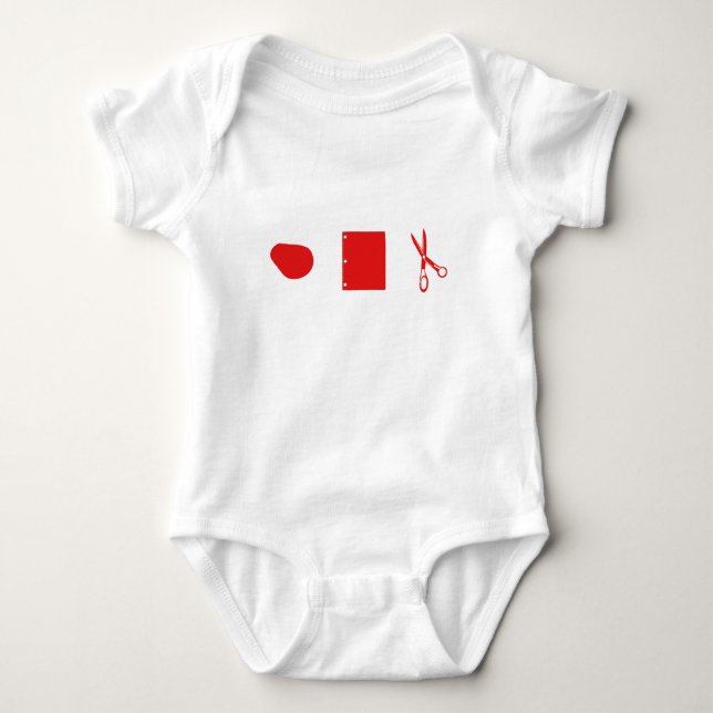 T-shirt tesouras de papel da rocha para o bebê (Frente)