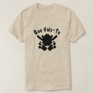 T-shirt teste de inversão com texto Que Vois-Tu