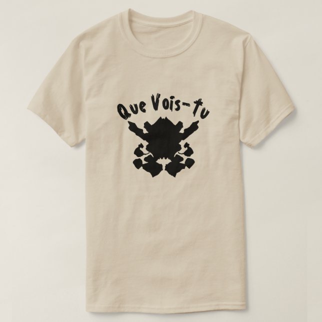 T-shirt teste de inversão com texto Que Vois-Tu (Frente do Design)