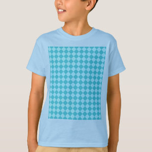 T-shirt Teste padrão azul do diamante da combinação por