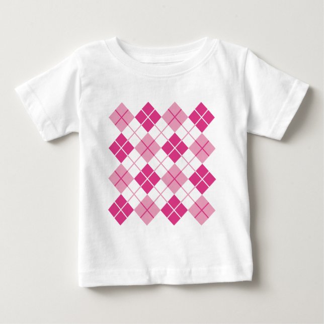 T-shirt Teste padrão cor-de-rosa de Argyle (Frente)
