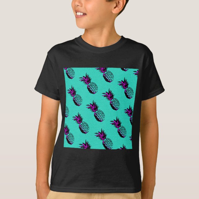 T-shirt teste padrão do abacaxi do azul de turquesa do (Frente)