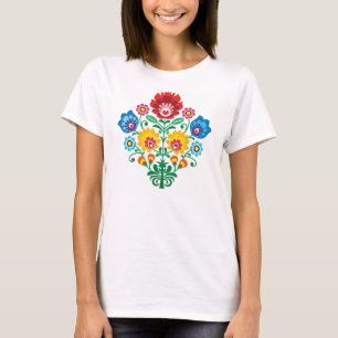 T-shirt Teste padrão popular floral polonês tradicional 