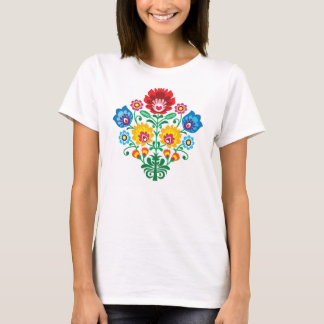 T-shirt Teste padrão popular floral polonês tradicional do
