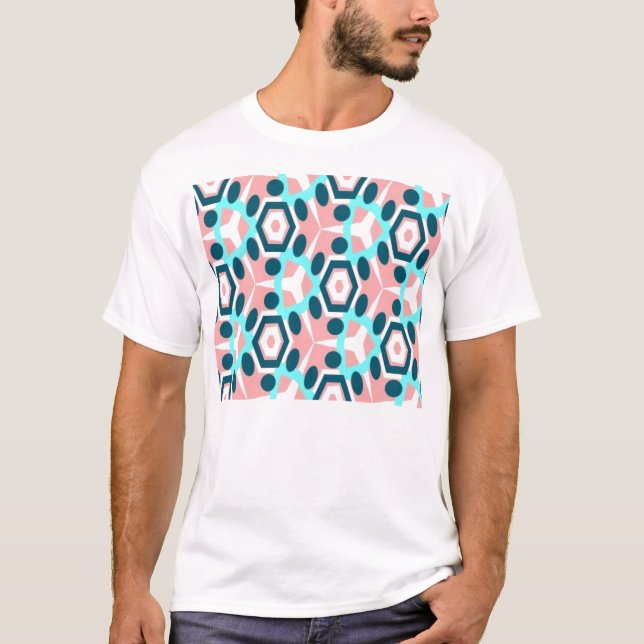 T-shirt teste padrão preto e cor-de-rosa (Frente)