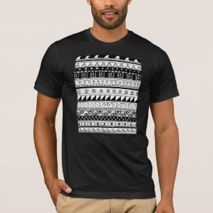 T-shirt Teste padrão tribal preto e branco