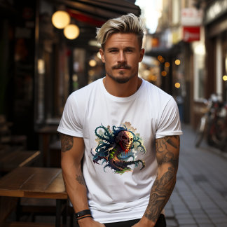 T-shirt Tête de Mort avec Tentacules-Racines