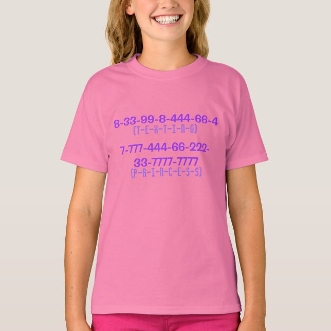 T-shirt Texting Princess (Números) (Frente)