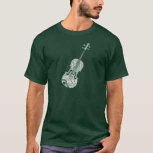 T-shirt Texto Branco de Arte em Forma de Viola