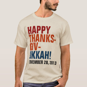 T-shirt Texto corajoso de Thanksgivukkah 2013 felizes