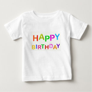 T-shirt texto de aniversário feliz