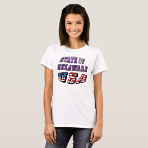 T-shirt Texto de Foto e Sinalizador do Estado de Delaware