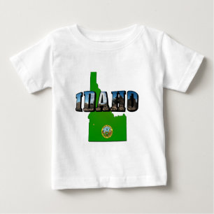 T-shirt Texto de Mapa, Selo e Imagem de Idaho