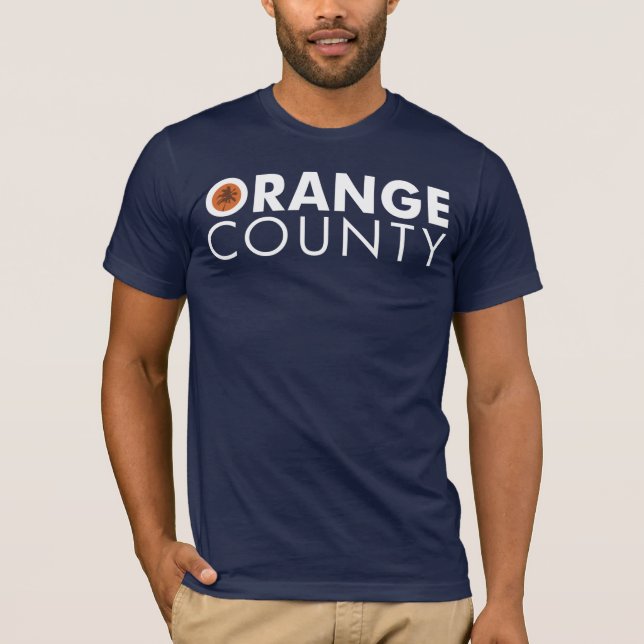 T-shirt Texto do branco do Condado de Orange (Frente)