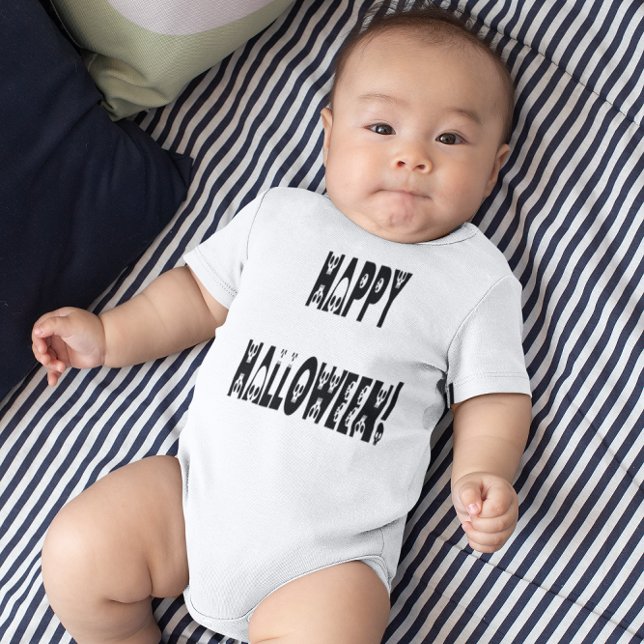 T-shirt Texto do Skeleton Halloween (Skeleton Halloween Text Baby Bodysuit)