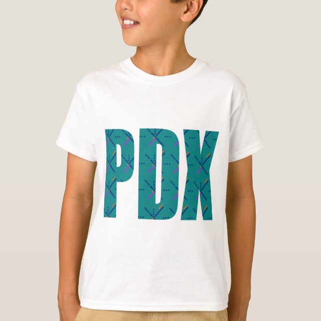 T-shirt Texto do tapete do aeroporto de PDX Portland (Frente)
