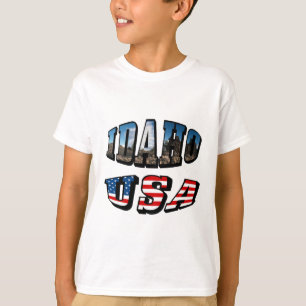 T-shirt Texto Estado da Imagem do Idaho e Sinalizador EUA