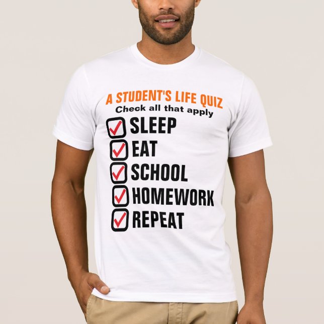 T-shirt Texto personalizável do teste de vida de um aluno (Frente)