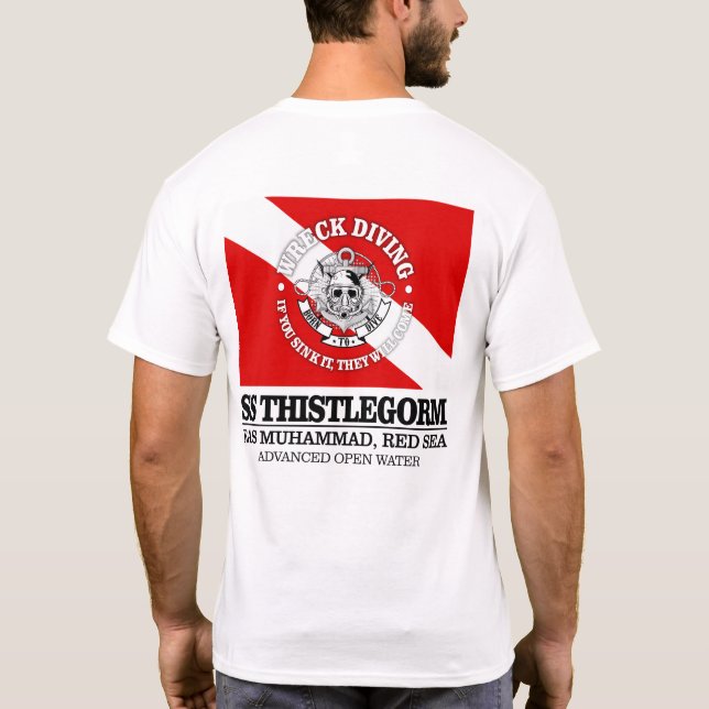 T-shirt Thistlegorm (melhores destroços) (Verso)