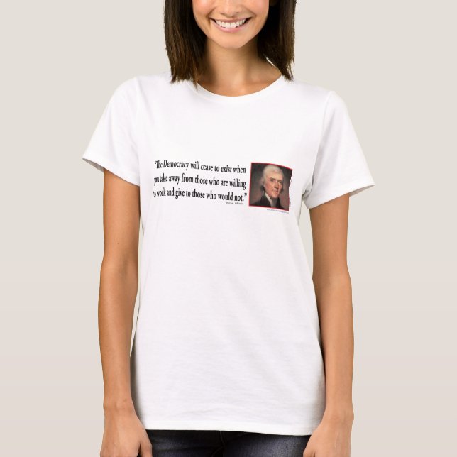 T-shirt Thomas Jefferson sobre Democracia (Frente)