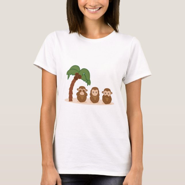 T-shirt Three little monkeys - três macaquinhos (Frente)