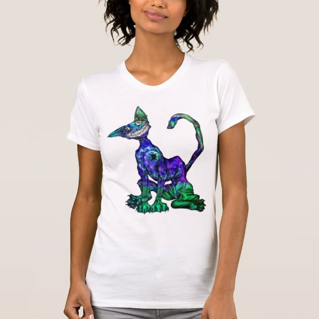 T-shirt #three psicadélico do gatinho (Frente)