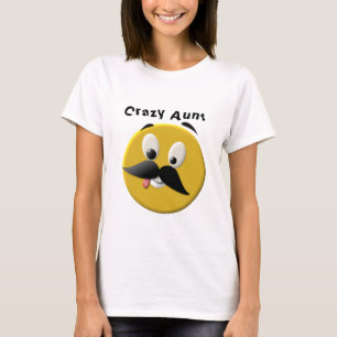 T-shirt Tia Louca e Feliz Rosto com bigode