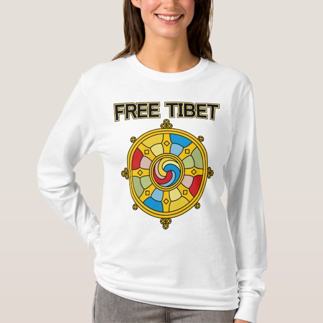 T-shirt Tibet livre Dharmacakra (Frente)