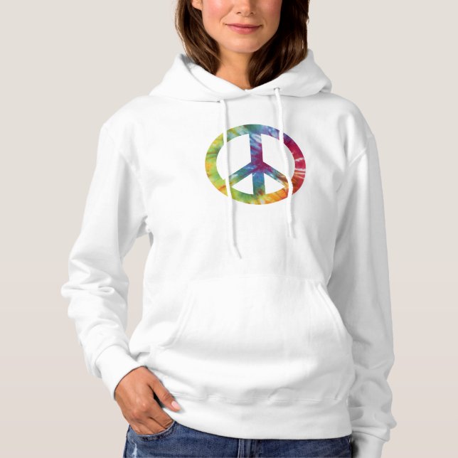 T-shirt Tie Dyed Peace Sign Sweatshirt com capuz de mulher (Frente)