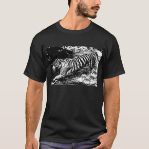 T-shirt Tigre de Atacar Preto e Branco