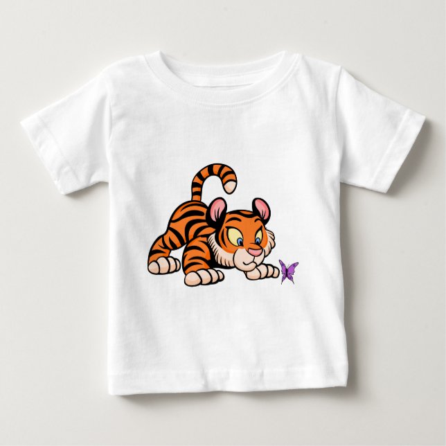 T-shirt Tigre de bebê com borboleta (Frente)