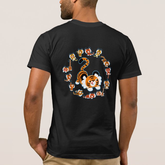 T-shirt Tigres de Cartoon Bonitos Tigres Mandala (Azul) T- (Verso)