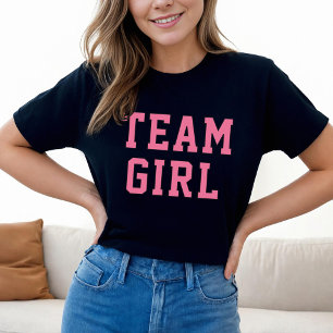 T-shirt Time da Menina Preto Rosa Revelação de Gênero Femi